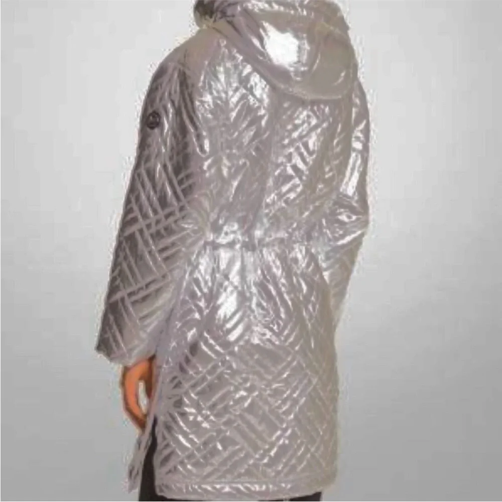 MICHAEL KORS OVERSIZED Quilted Metallic Ciré Puffer Coat SIZE S